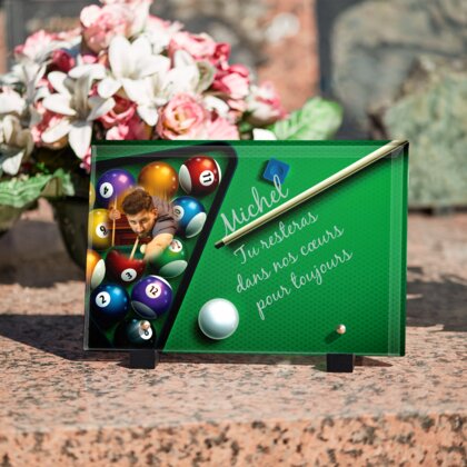 Plaque funéraire passion-billard 3 Plaquedeces.fr
