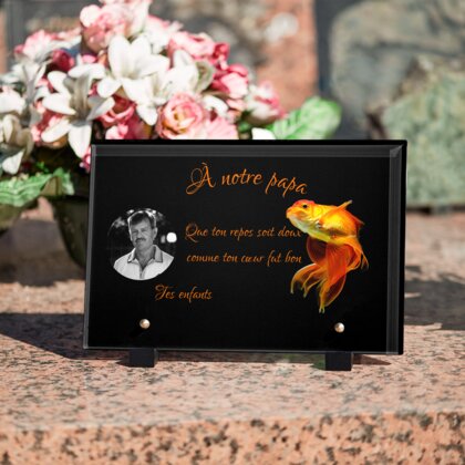 Plaque funéraire poisson-dore 12 Plaquedeces.fr
