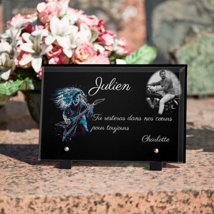 Plaque funéraire rock-and-roll 25 Plaquedeces.fr
