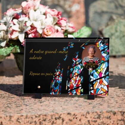 Plaque funéraire vitrail 27 Plaquedeces.fr
