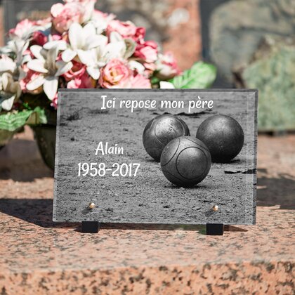 Plaque funéraire boules-de-petanque 25 Plaquedeces.fr
