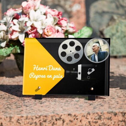 Plaque funéraire cinema-projecteur 11 Plaquedeces.fr
