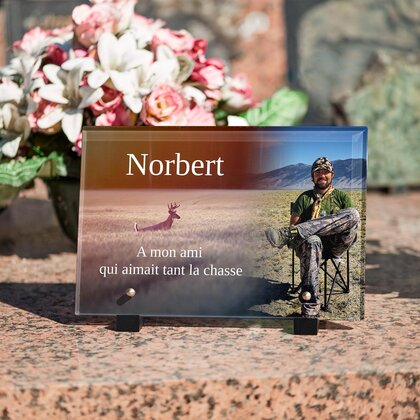 Plaque funéraire chasseur-gibier 20 Plaquedeces.fr
