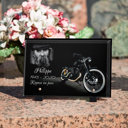 Plaque funéraire moto-vintage 21 Plaquedeces.fr
