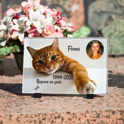 Plaque funéraire en céramique à poser motif Chat Siamois avec inscription personnalisée Plaque funéraire en céramique à poser motif Chat Siamois avec inscription personnalisée