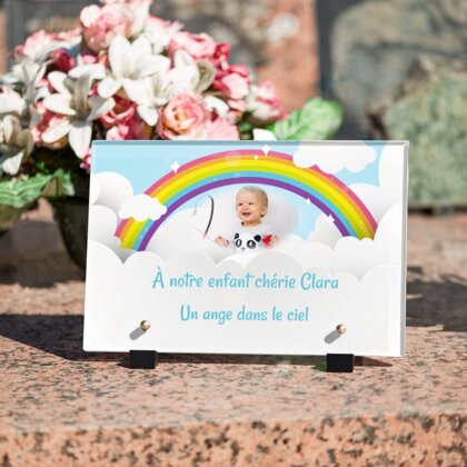 Plaque funéraire arc-en-ciel-dessin 7 Plaquedeces.fr

