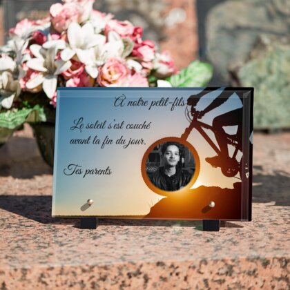 Plaque funéraire velo-de-descente 18 Plaquedeces.fr
