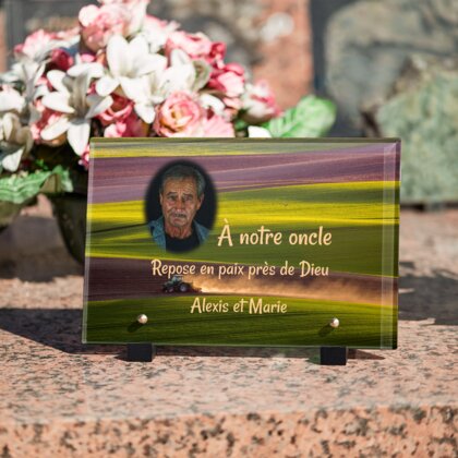 Plaque funéraire tracteur-laboureur 4 Plaquedeces.fr
