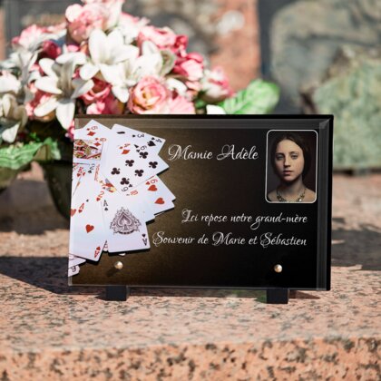 Plaque funéraire jeux-de-cartes 9 Plaquedeces.fr
