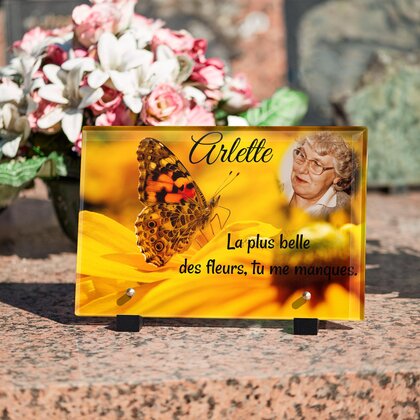 Plaque funéraire papillon-jaune 10 Plaquedeces.fr
