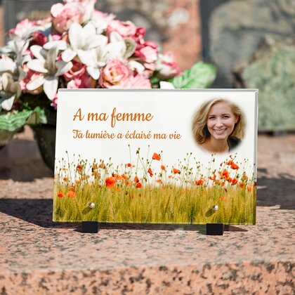 Plaque funéraire coquelicot 2 Plaquedeces.fr
