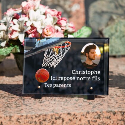 Plaque funéraire basketball 24 Plaquedeces.fr
