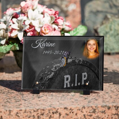 Plaque funéraire r-i-p-papillon 30 Plaquedeces.fr
