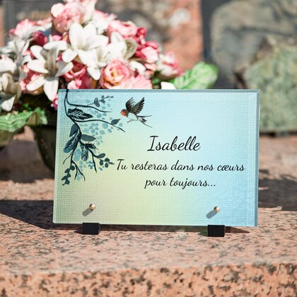 Plaque funéraire aquarelle-oiseau 24 Plaquedeces.fr
