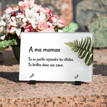 Plaque funéraire feuille-de-fougere 29 Plaquedeces.fr
