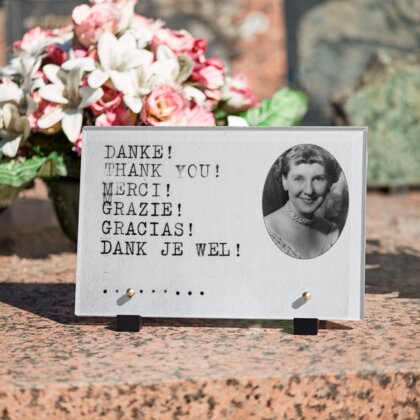 Plaque funéraire merci-en-differentes-langues 14 Plaquedeces.fr
