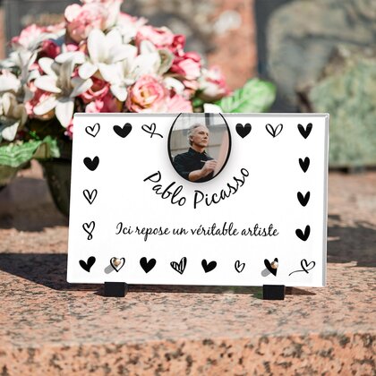 Plaque funéraire cadre-coeurs 7 Plaquedeces.fr
