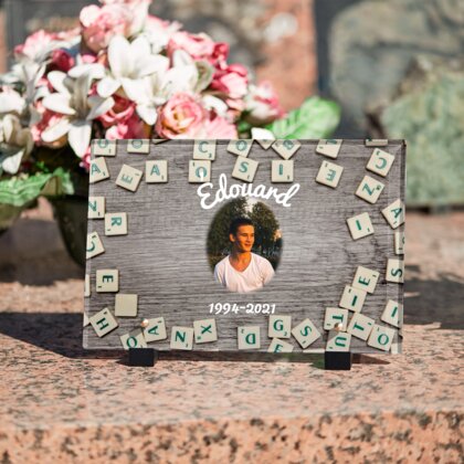 Plaque funéraire scrabble 10 Plaquedeces.fr
