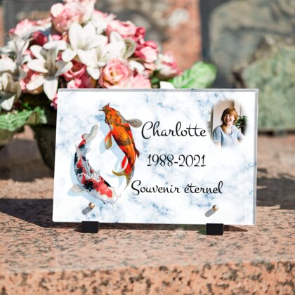 Plaque funéraire poissons-japonais 12 Plaquedeces.fr
