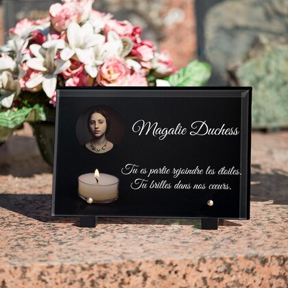 Plaque funéraire simple-bougie 16 Plaquedeces.fr
