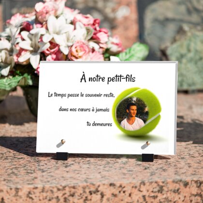 Plaque funéraire balle-de-tennis 1 Plaquedeces.fr

