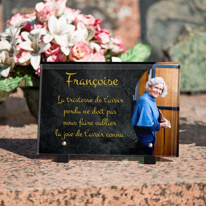 Plaque funéraire rocher-noir 14 Plaquedeces.fr
