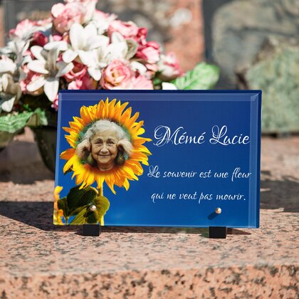 Plaque funéraire tournesol-au-soleil 30 Plaquedeces.fr
