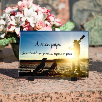 Plaque funéraire chiens-et-chasseur 19 Plaquedeces.fr
