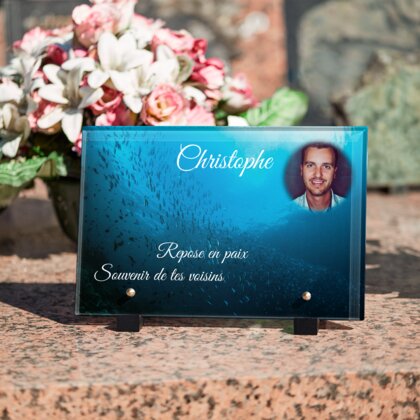 Plaque funéraire banc-de-poissons 30 Plaquedeces.fr
