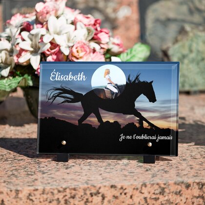 Plaque funéraire silhouette-de-cheval 25 Plaquedeces.fr
