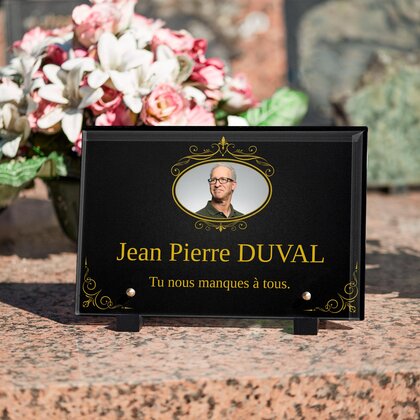 Plaque funéraire ornements 22 Plaquedeces.fr
