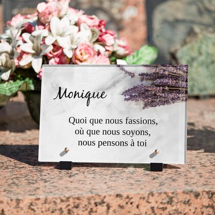 Plaque funéraire lavande-sur-marbre 10 Plaquedeces.fr
