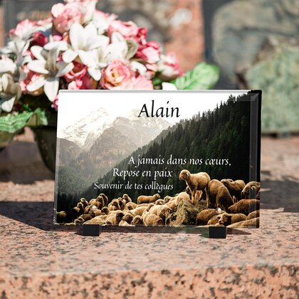 Plaque funéraire moutons-de-montagne 16 Plaquedeces.fr

