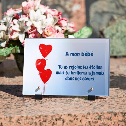 Plaque funéraire coeur-au-ciel 14 Plaquedeces.fr
