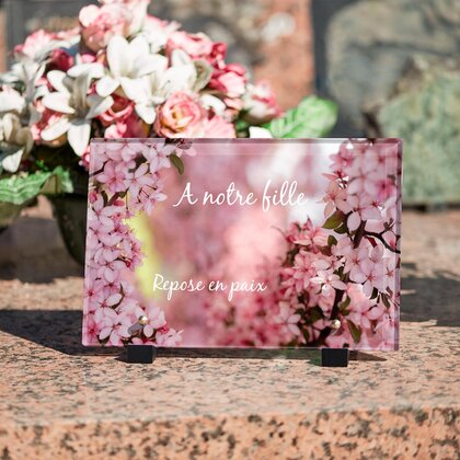 Plaque funéraire fleurs-de-cerisier 17 Plaquedeces.fr
