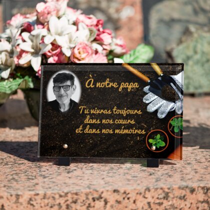 Plaque funéraire jardinier-semant 15 Plaquedeces.fr
