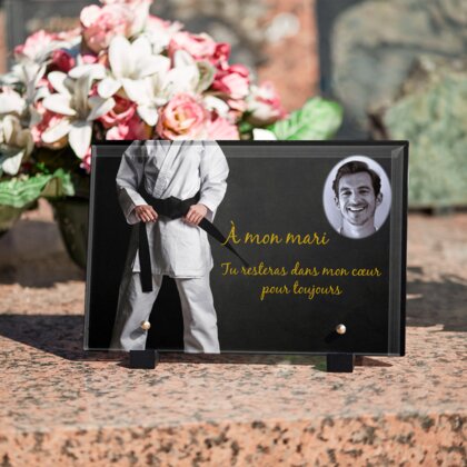 Plaque funéraire karate 13 Plaquedeces.fr
