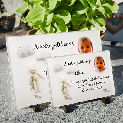 Plaque funéraire enfant-doudou-nuages 3 Plaquedeces.fr
