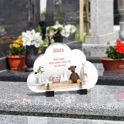 Plaque funéraire salle-de-jeux-forme-nuage 7 Plaquedeces.fr
