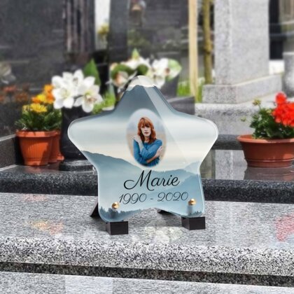 Plaque funéraire montagne-forme-etoile 8 Plaquedeces.fr
