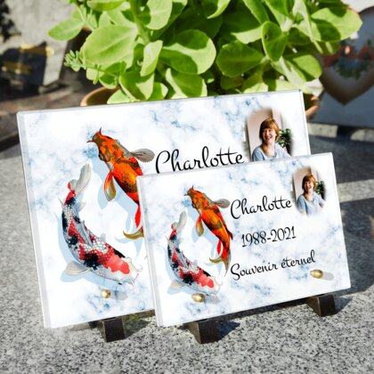 Plaque funéraire poissons-japonais 16 Plaquedeces.fr

