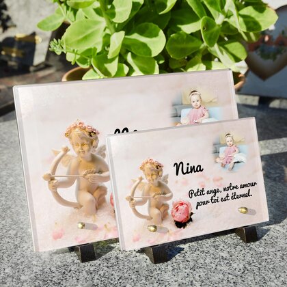 Plaque funéraire ange-bebe-arc 25 Plaquedeces.fr
