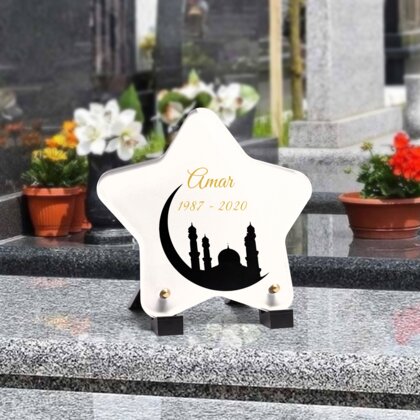 Plaque funéraire croissant-de-lune-et-mosquee-forme-etoile 8 Plaquedeces.fr
