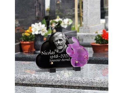 Plaque funéraire magnifiques-orchidees-forme-nuage 3 Plaquedeces.fr
