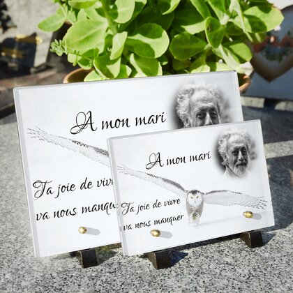Plaque funéraire chouette-blanche 18 Plaquedeces.fr
