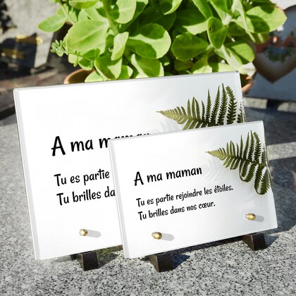 Plaque funéraire feuille-de-fougere 24 Plaquedeces.fr

