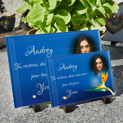 Plaque funéraire fleur-du-paradis 10 Plaquedeces.fr
