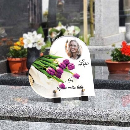 Plaque funéraire bouquet-garni-forme-coeur 8 Plaquedeces.fr
