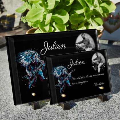 Plaque funéraire rock-and-roll 26 Plaquedeces.fr
