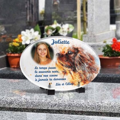 Plaque funéraire peinture-de-chien-forme-ovale 20 Plaquedeces.fr
